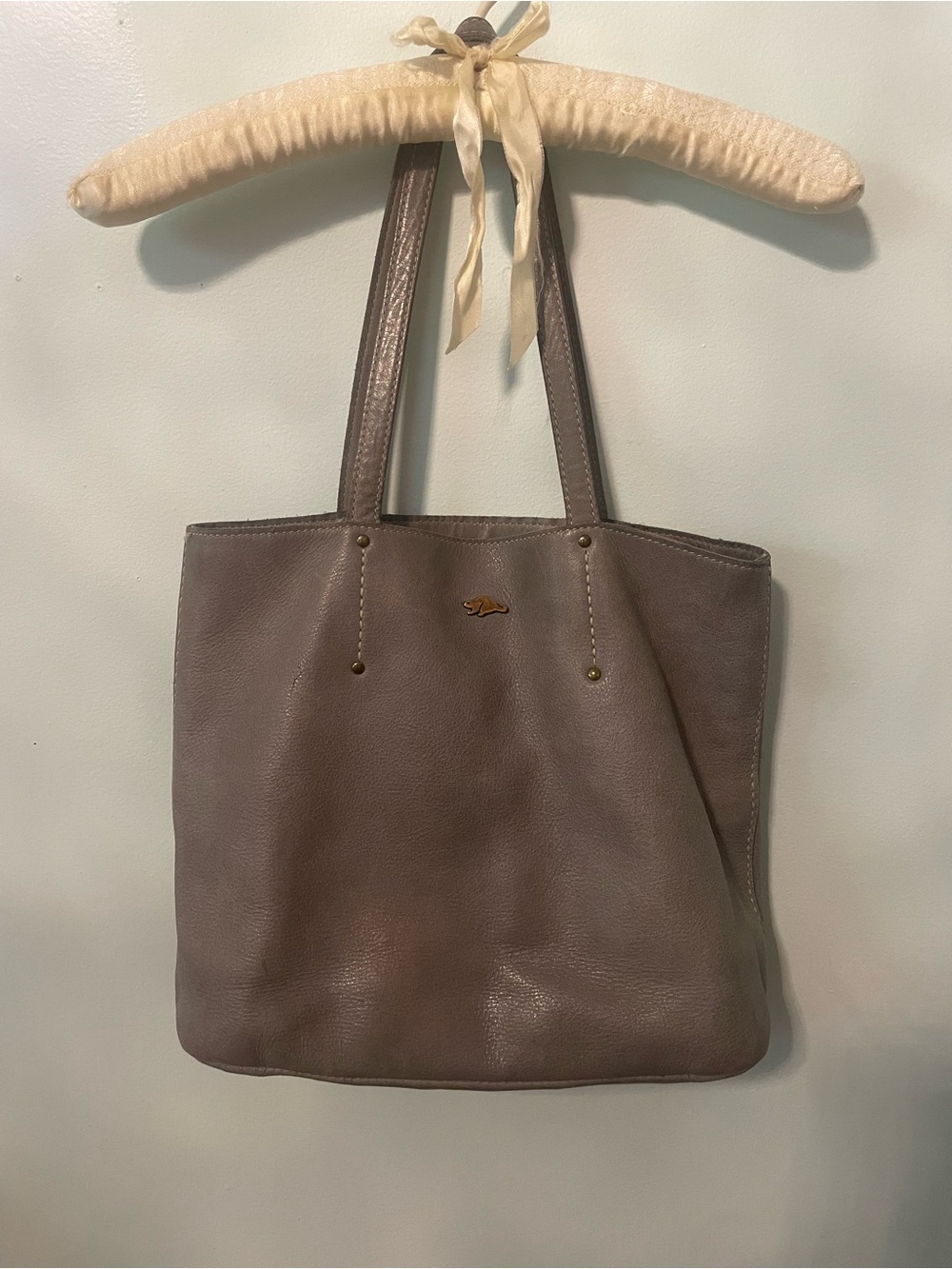 Leather Tote Bag Grey